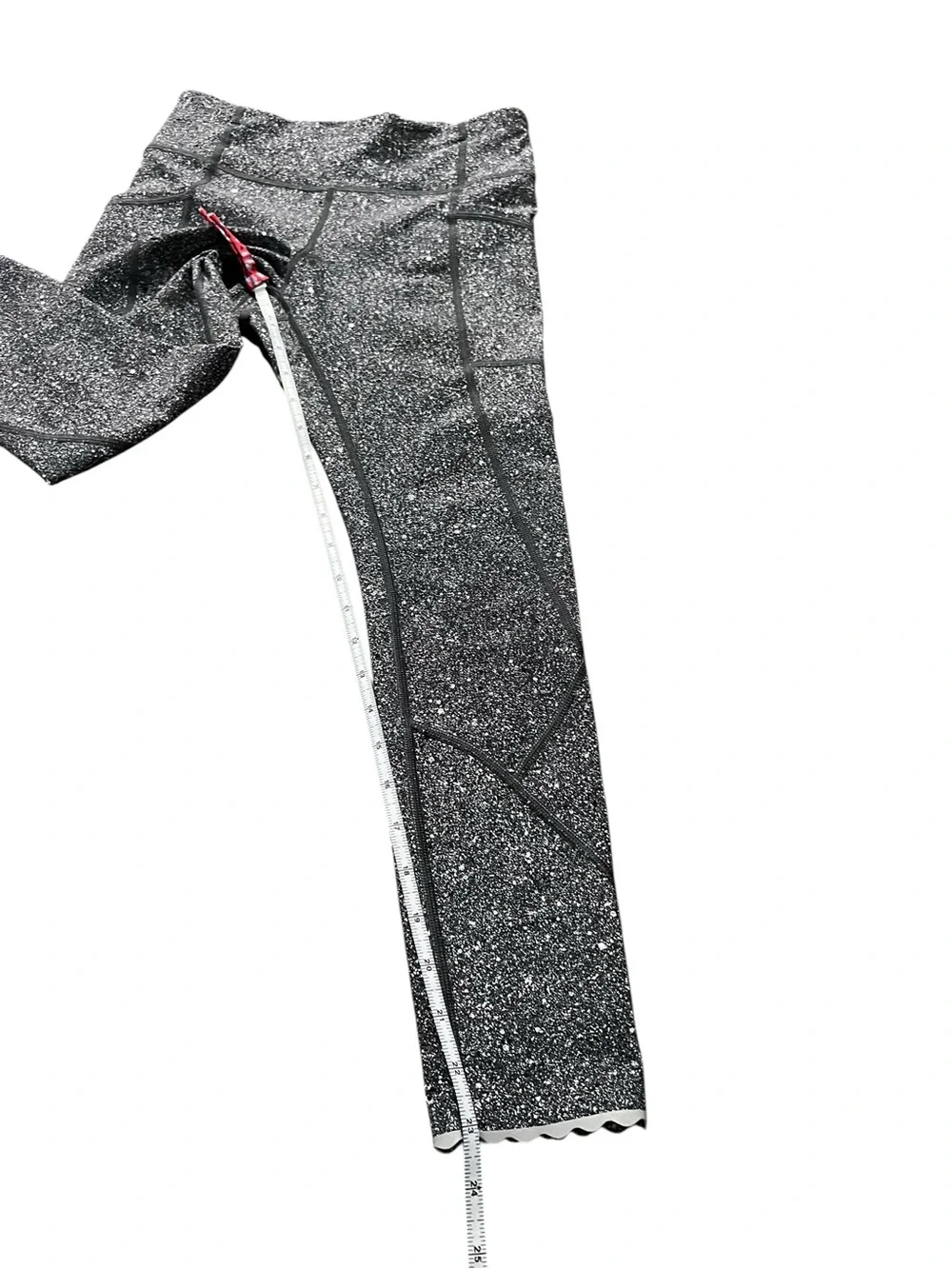 Lululemon Tight Stuff II Black With White Speckles Athletic Leggings Size 6